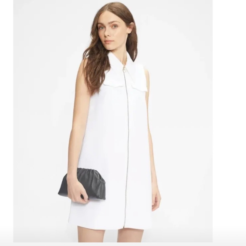 Ted Baker London "Elrosad” 60's style A-line Shift Dress Zip-Front White US 12